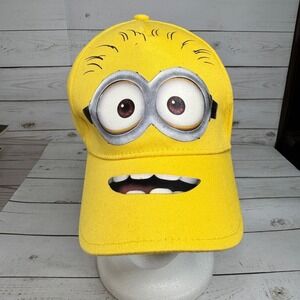 Despicable Me Minions Hat Yellow Face Cap Elastic Back Kids Universal Studios
